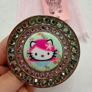 Tarina Tarantino Vintage Pink Silver Crystal Hello Kitty Belt Buckle NEW